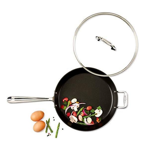 All-Clad Nonstick Frying Pan with Lid, 12 Inch Pan, Hard Anodized,  Medium Grey