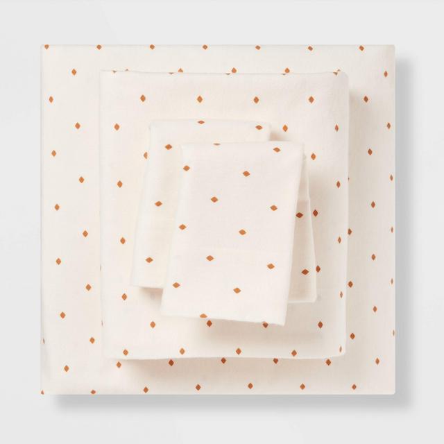 King Fall Flannel Patterned Sheet Set Ivory Diamond - Threshold™