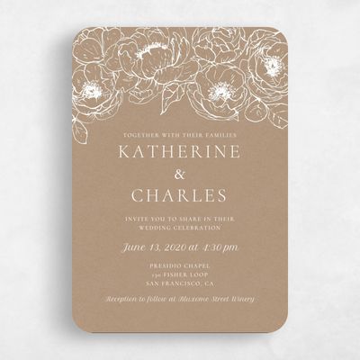 Brown Rounded Wedding Invitation - Rooftop Bloom