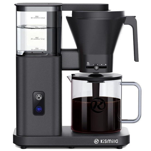 Kismile 8-Cup Drip Coffee Maker Machine, SCA-Certified,Pour Over Coffee Brewer with 3-Second Instant Heating (197-205℉), Adjustable Flow Control, Cold Brew Mode & 40-Min Keep Warm, Dark Grey