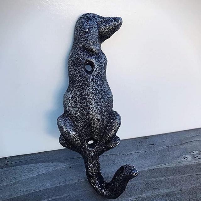 Dog Leash Holder for Wall - Wall Mount Pet Storage Hanger - Entryway Collar Organizer - Antique Silver Decor - Rescue Dog Lover