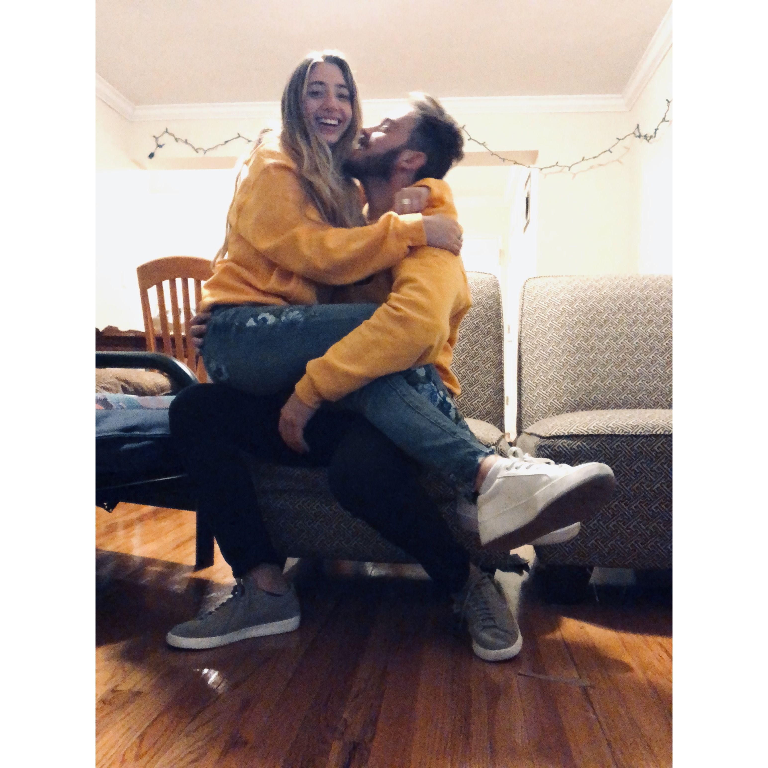 We said our first "I love you" in our matching mustard yellow SCAD sweatshirts on November 20, 2018.