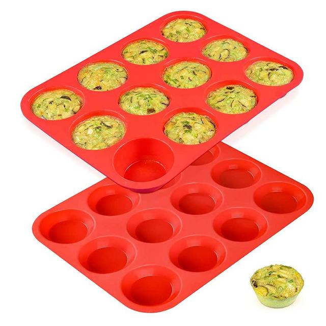 12 Cups Silicone Muffin Pan - Nonstick BPA Free Cupcake Pan Regular Size Silicone Mold