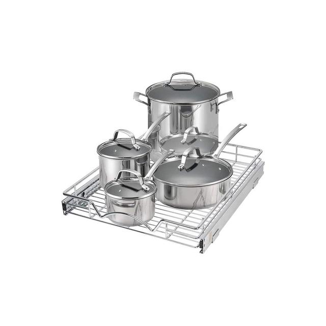 Hold N' Storage - Pull out Cabinet Organizer with Steel Metal Chrome Finished - Basket Size 20 W x 21 D Inch