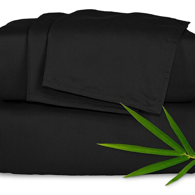 California King Sheets by Pure Bamboo, Genuine 100% Organic Viscose Derived from Bamboo Bed Sheet Set, Soft & Cooling, Double Stitching, Lifetime Quality Promise (California King, Black)