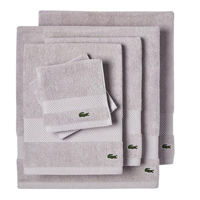 Lacoste Heritage Supima Cotton 6-Piece Towel Set, 2 Bath Towels, 2 Hand Towels, 2 Washcloths, Microchip