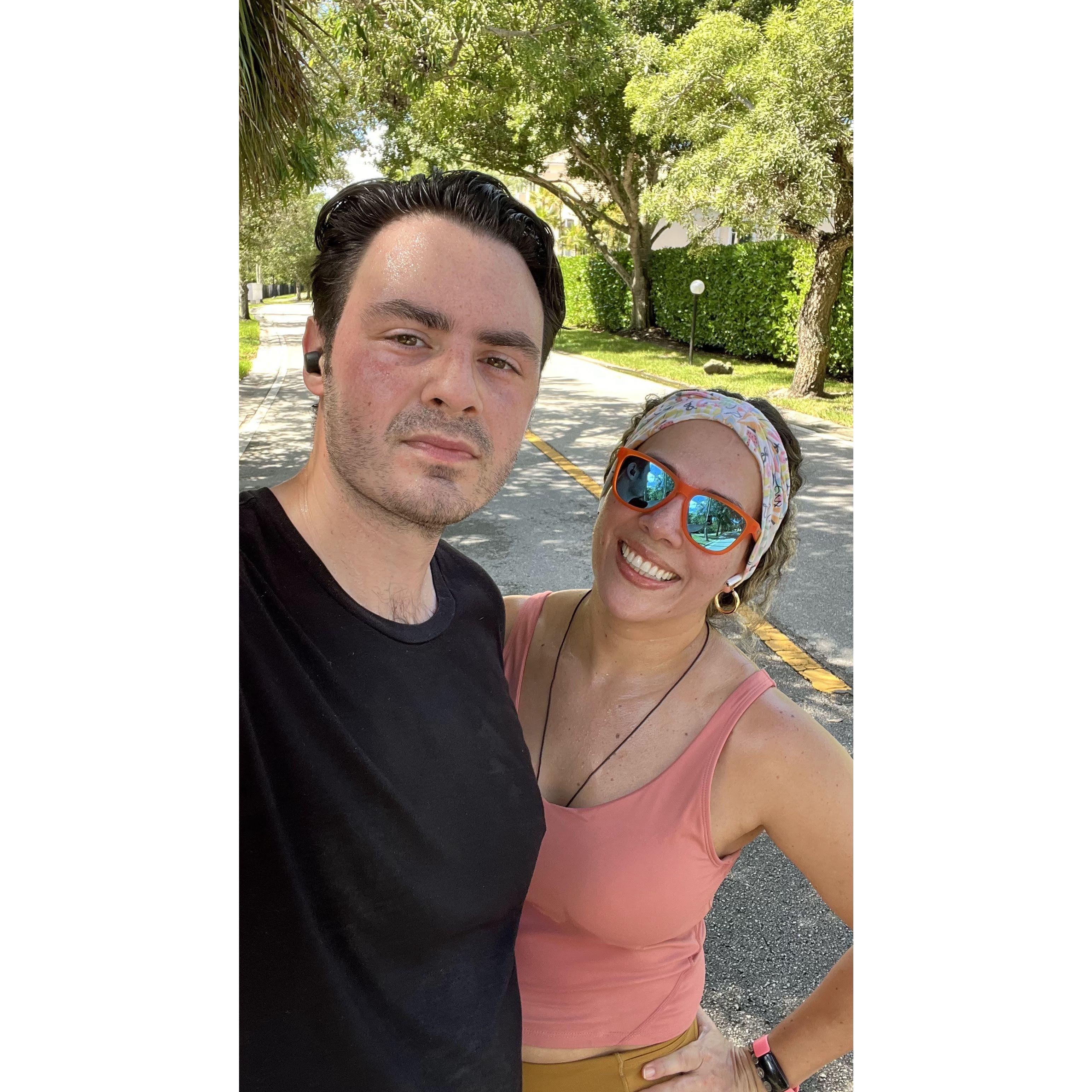 One of our favorite activities is to run together!