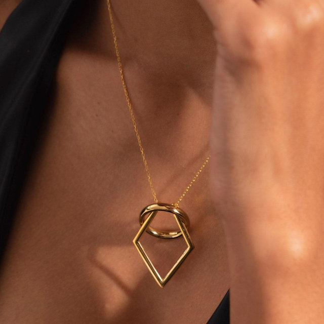 Ring Holder Necklace Geometric, Sterling Silver Ring Keeper, Gift For Nurse