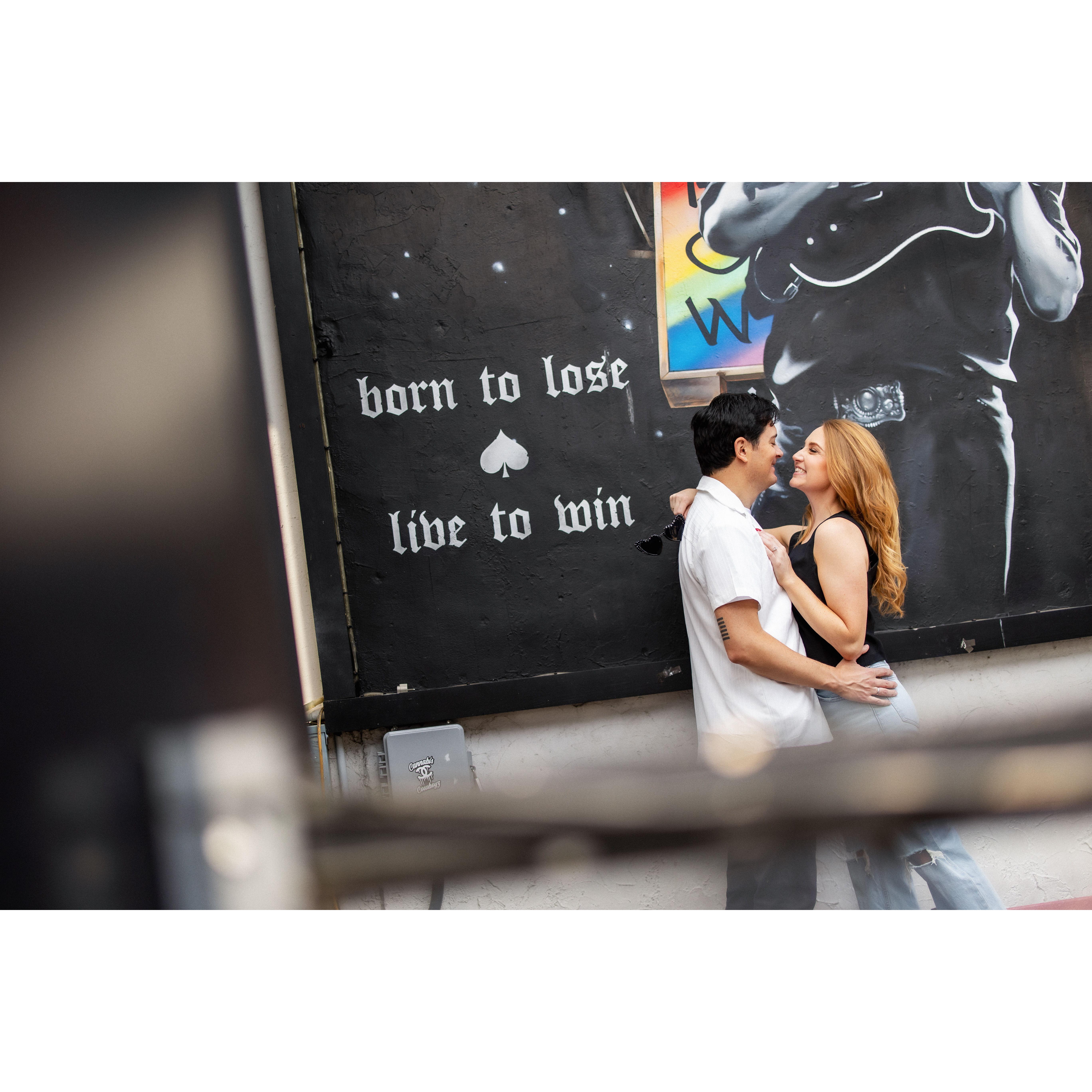 Engagement pictures at the Rainbow Bar in Hollywood!