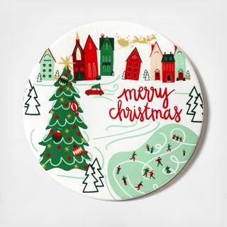 Christmas in the Village Town Round Trivet