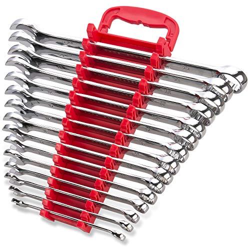 Max Torque 15-Piece Premium Combination Wrench Set, Chrome Vanadium Steel, Long Pattern Design | Include Metric Sizes 8, 9, 10, 11, 12, 13, 14, 15, 16, 17, 18, 19, 20, 21, 22mm with Storage Rack