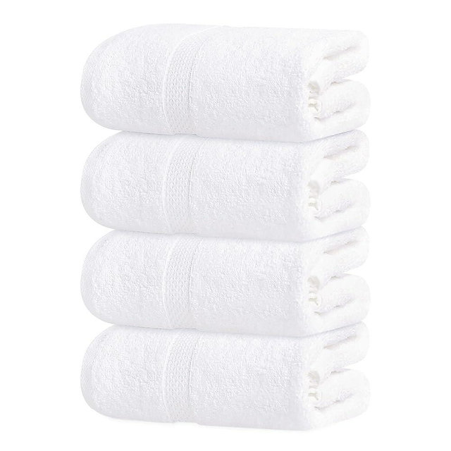 Tens Towels 4 Pc White Bath Towels Set 100% Cotton Bathroom Towels 27 x 54 Inches Perfect Everyday Light Weight Quick Dry Towels for Bathroom