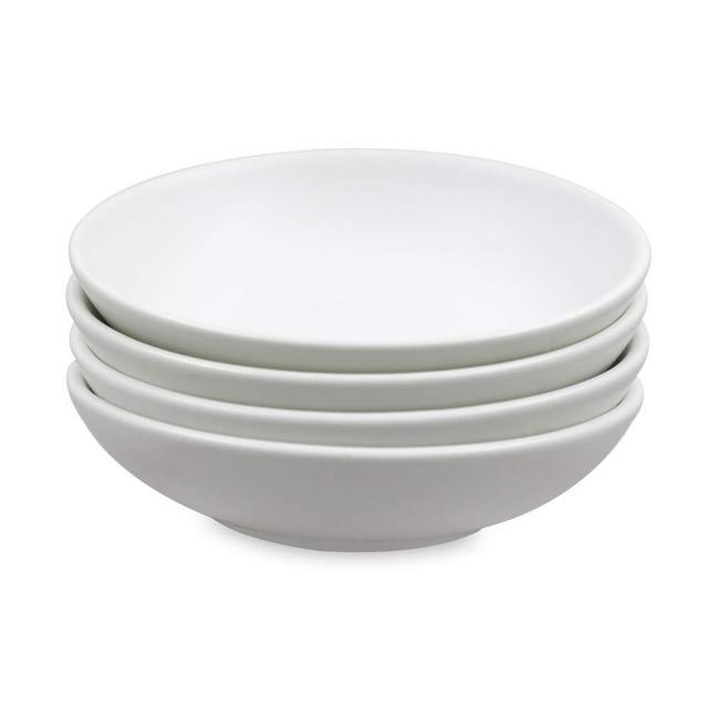 4PCS Premium Ceramic Sauce Dish, Sushi Soy Sauce Dipping Bowl, Round Appetizer Plates, Side Dish Dipping Bowl Set, Sauce Plates for Ketchup, BBQ and Other Gatherings (3OZ, White)