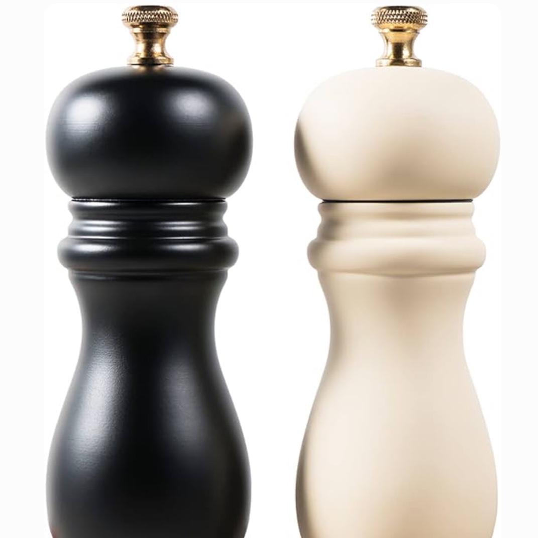 Salt and Pepper Grinder Pepper Mill Grinder Pepper Grinders Shakers Salt Mill Set of 2 with Adjustable Ceramic Rotor 7 Inch Black and White