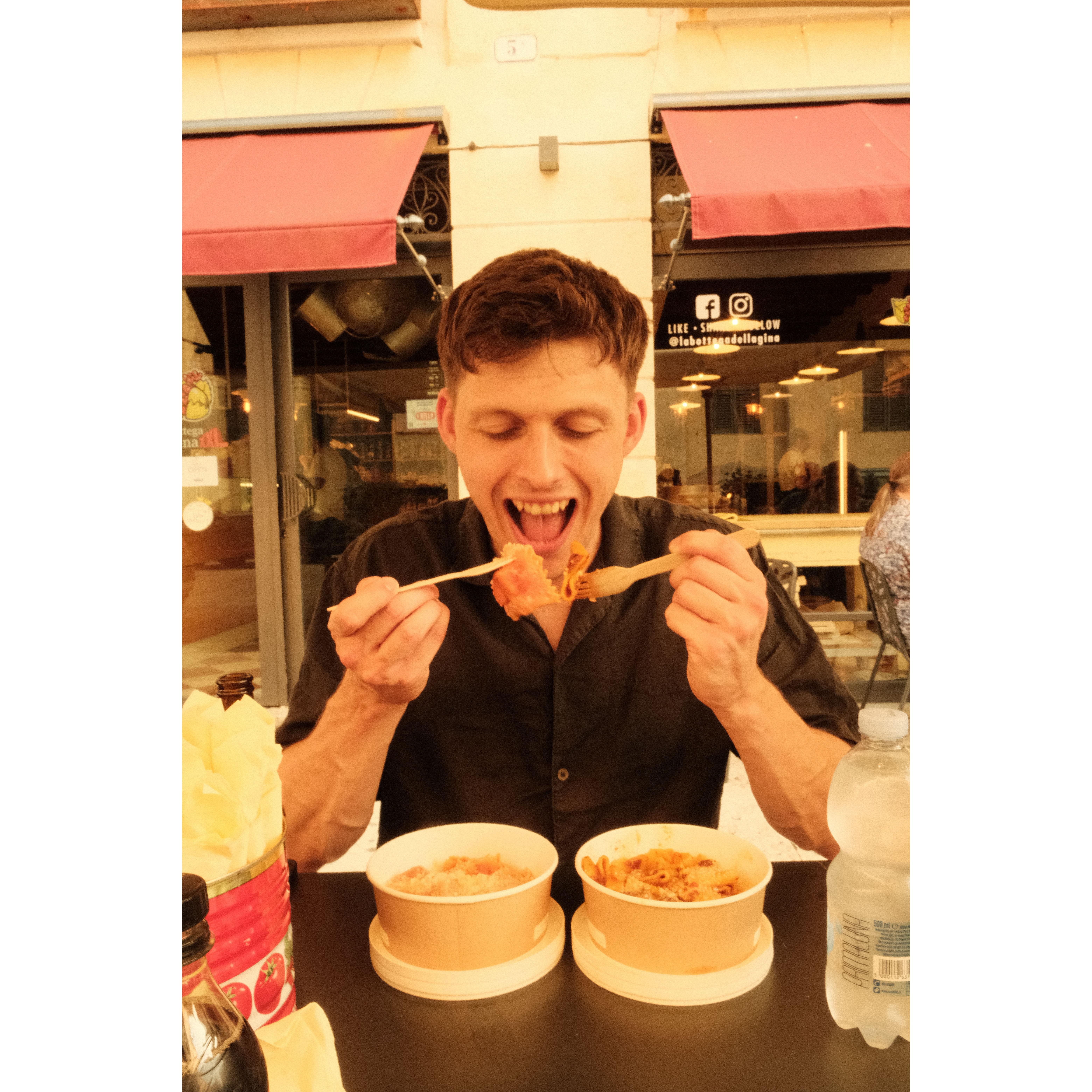 Enjoying Pasta in Verona