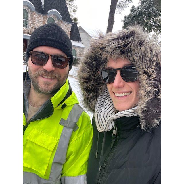 Snow day in Houston. Zach needs more winter clothes.