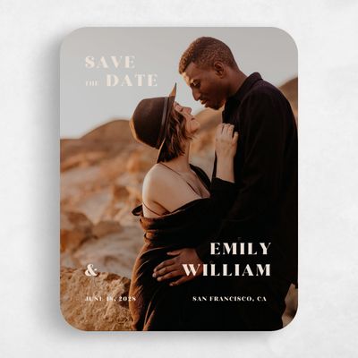 Beige Rounded Wedding Save the Date - Hernando Portrait