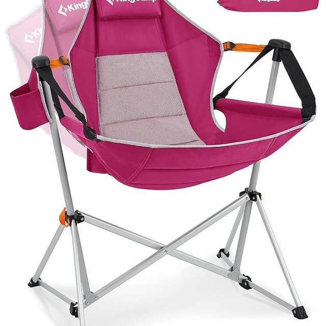 KingCamp Hammock Camping Chair, Swinging Portable Folding Camp Chairs for Adults Max 400lbs Heavy Duty Foldable Oversized Rocker with Aluminum Alloy Frame Cup Holder for Outdoor Beach Patio Sport