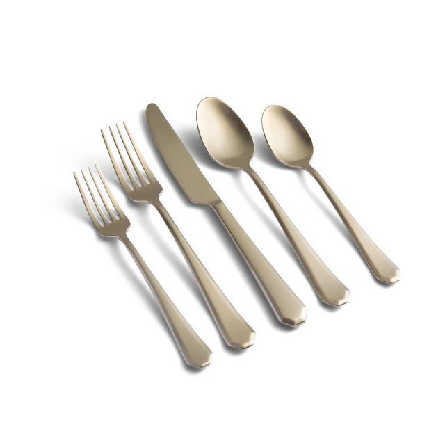 Geo Flatware, 20 Piece, Champagne Satin