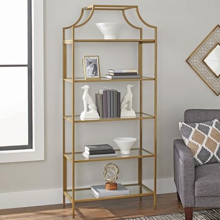 Better Homes & Gardens 71" Nola 5-Tier Etagere Bookcase, Gold Finish
