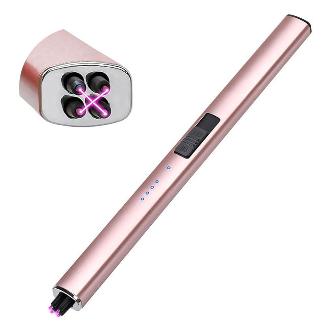 Electric Candle Lighter Rechargeable USB: Stocking Stuffers for Women Christmas Birthday Gifts Windproof Flameless Dual Arc Camping Kitchen Lighters for Candle Safety Lock Gift for Mom Valentines Day