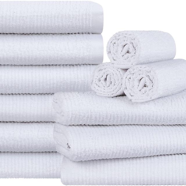 Utopia Towels 12 Pack Ribbed Bar Mops Towels, 16 x 19 Inches, 100% Cotton Ultra Absorbent Bar Towels and Cleaning Towels (White)
