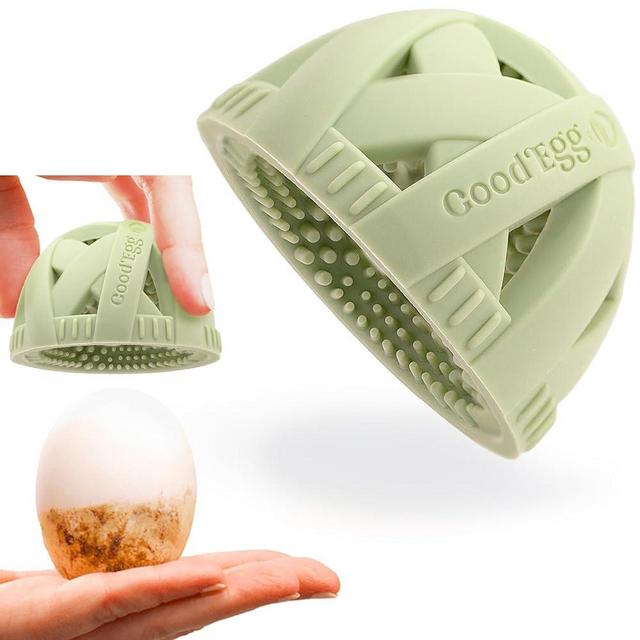 GoodEgg The Original Egg Brush, Silicone Egg Cleaning Brush for Farm Fresh Eggs, Egg Washer Removes Chicken Coop Nasties, Ideal for Backyard Chickens & Egg Collectors, Large to XL Sized Eggs, Green