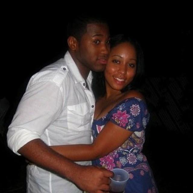 Our first picture as a couple! At our friend DC's backyard BBQ party.