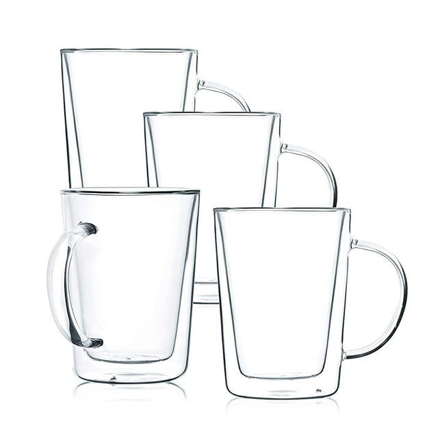 JavaFly Matira Double Wall Mug 12 oz, 4 Pack, Clear