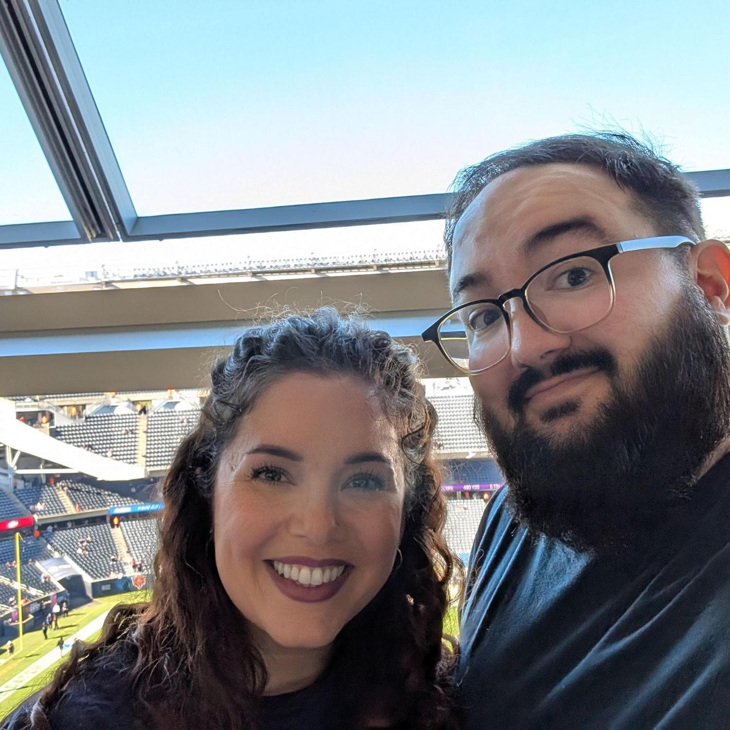 Perks of Gina's job at BCBSIL: suite life at the Bears game