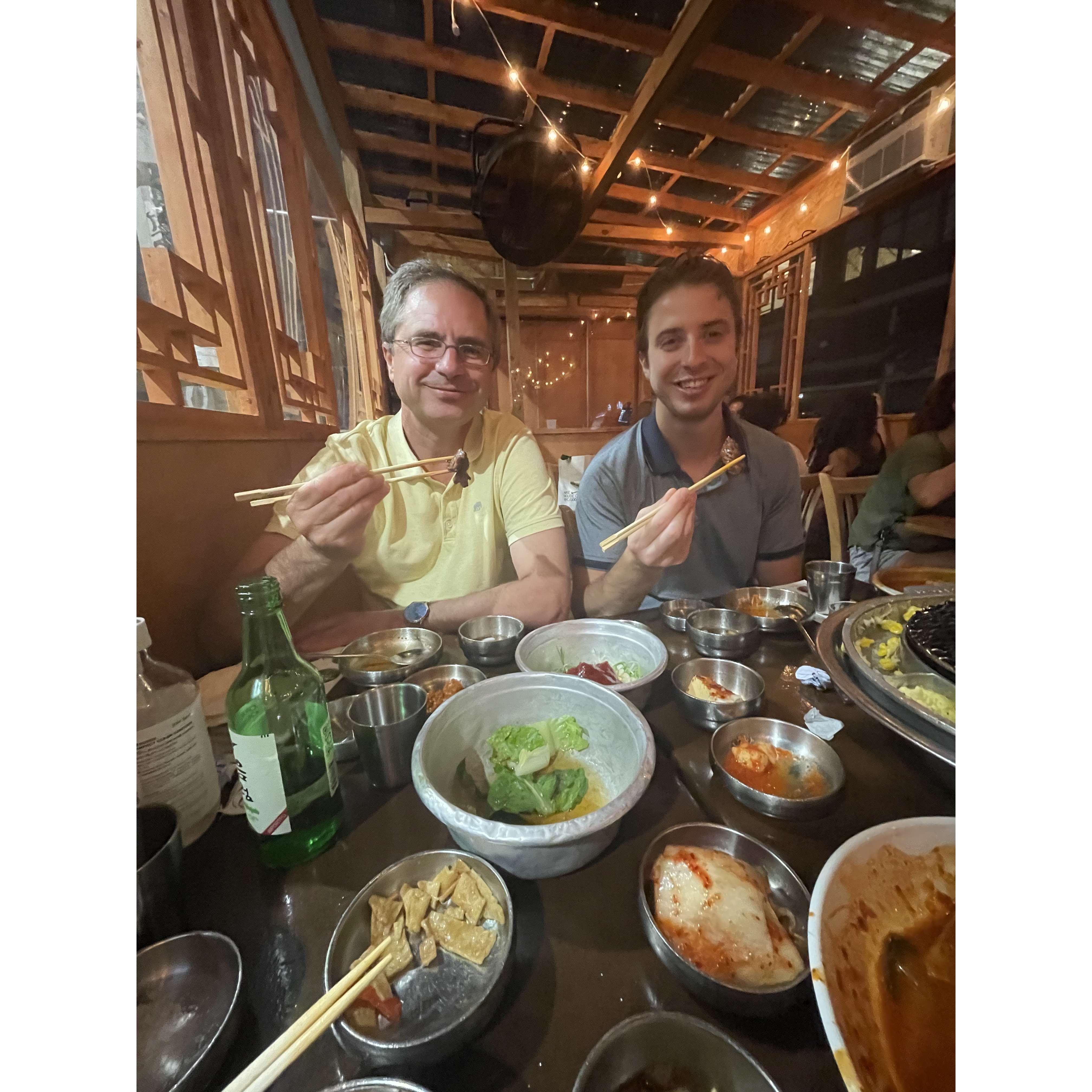 My Dad has Korean BBQ for the first time while visiting us!