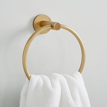 Modern Overhang Towel Ring - Antique Brass