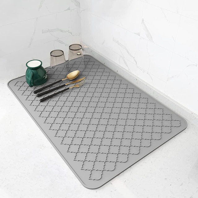 Dish Drying Mats for Kitchen Counter Heat Resistant Mat Kitchen Gadgets (16" x 24", GREY)