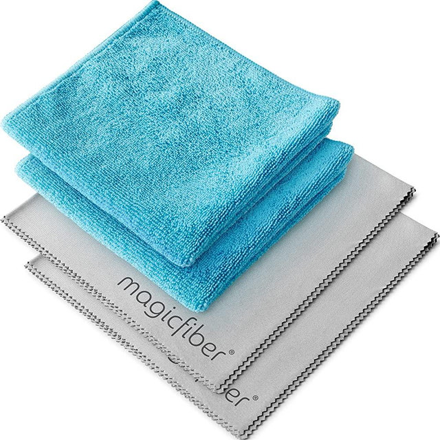 MagicFiber Microfiber Reusable Cleaning Cloths (4-Pack, 13x13) Ultra-Soft & Absorbent Microfiber Cleaning Rags, Microfiber Cloth for Glasses, Dusting, Windows, Electronics, Cars, TVs & More!