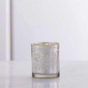 Bubbled Silver Glass Tea Light Candle Holder