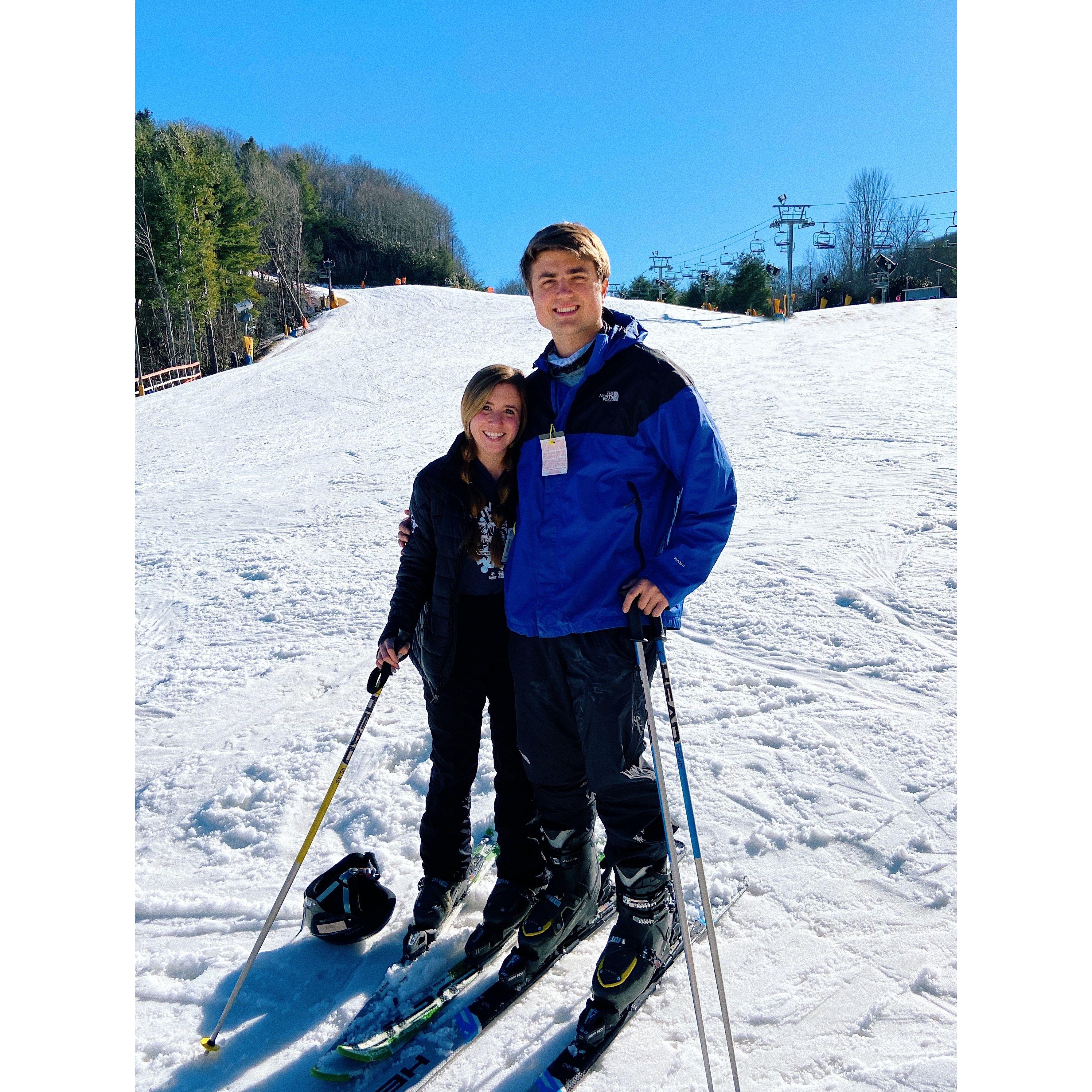 The two's first time skiing together