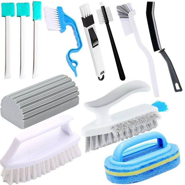 Elkanah Deep Cleaning Supplies Scrub Brushes for Cleaning Crevice Cleaning Brushes Scrubber Dust Sponge Cleaning tools Cleaning essentials Set of 12