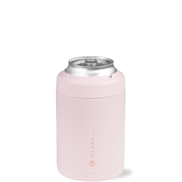 HydroJug Standard Can Cooler - 2-in-1 Insulated Can Cooler Cup - Stainless Steel Can Holder with Non-Slip Rubber Base - Screw-Top Lid - Dishwasher Safe - 12oz, Pink Sand