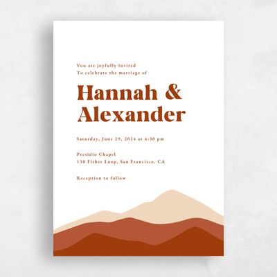 Dark Rust, Orange Wedding Invitation - Langdon Portrait