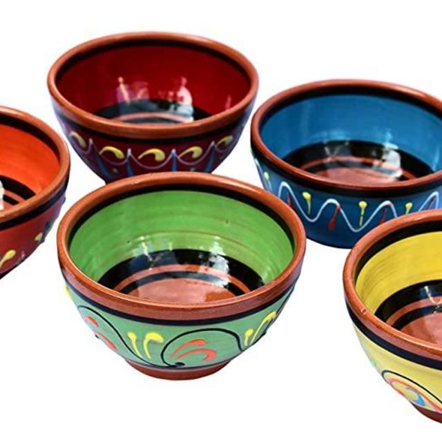 Cactus Canyon Ceramics Spanish Terracotta 5-Piece Small Salsa Bowl Set (European Size), Multicolor
