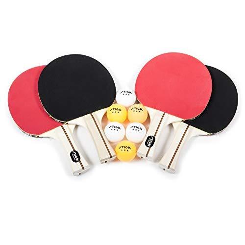 STIGA Performance 4-Player Table Tennis Racket Set with Inverted Rubber for Increased Ball Control and Added Spin