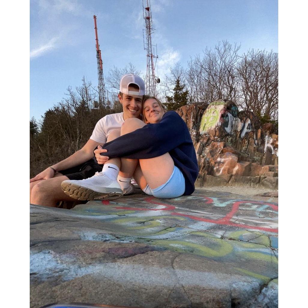 On Mount Tom, back where Steven took Kiely on their first date one year later!