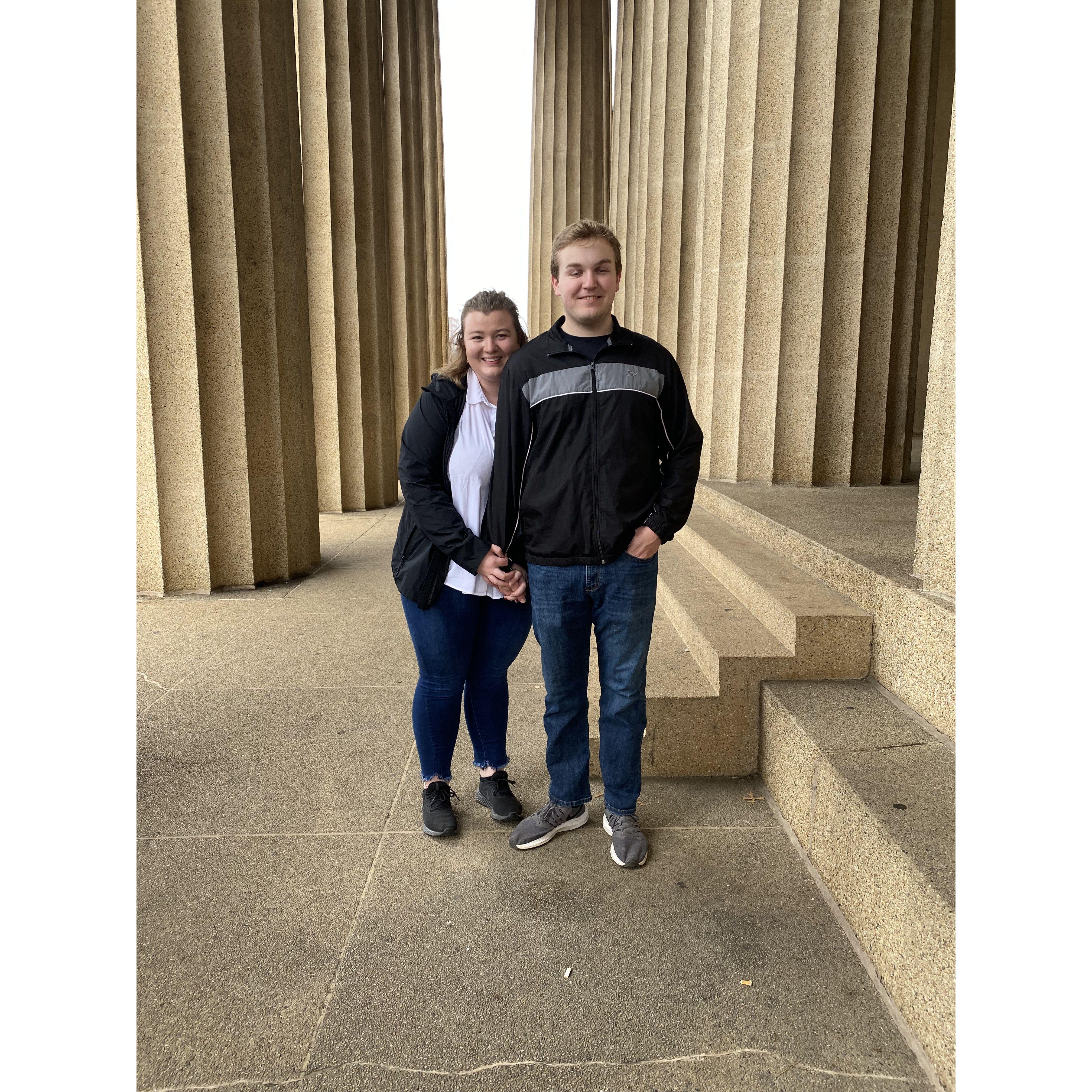 Daniel & Denali at the Parthenon replica in Nashville, TN.