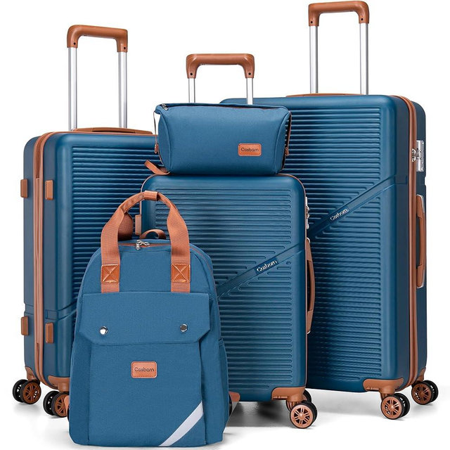 Luggage Sets 5 Piece Suitcases with Wheels, Suitcase Set ABS Hard Case Luggage with TSA Lock Spinner Wheels Durable Travel Luggage(Navy, 5-Piece Set(20"/24"/29"))