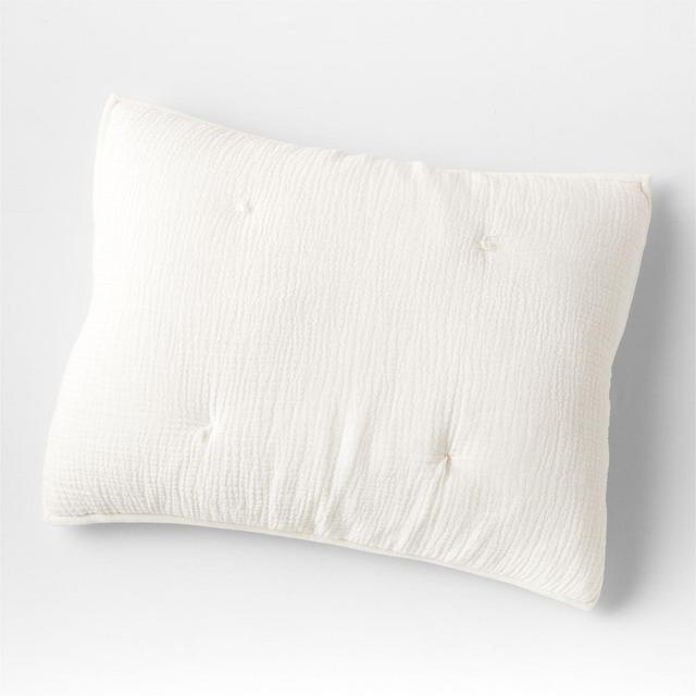 Aire Crinkle Organic Cotton Linen Blend Cotton Cream Standard Pillow Sham