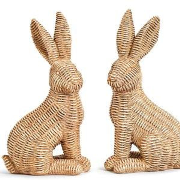 Set of 2 Rattan Weave Easter Bunnies