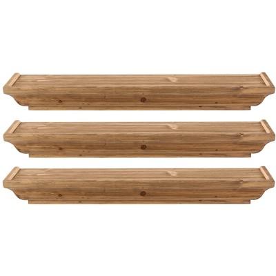 23.6" x 4.7" 3pc Muskoka Fitz Wooden Shelf Set Brown - Kiera Grace