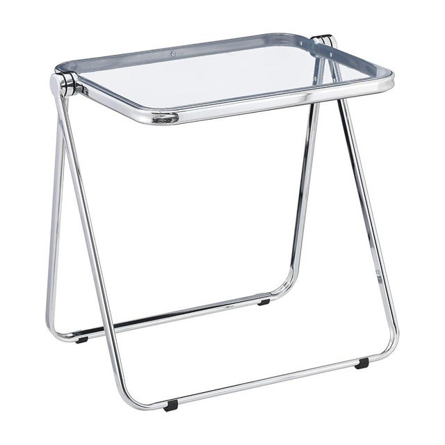 KAIHAOWIN Small Folding Table- Acrylic Morden TV Tray for Snack Dinner on Couch, Tiny Foldable Desk Writing Desk for Home Office for Small Spaces No Assembly Required