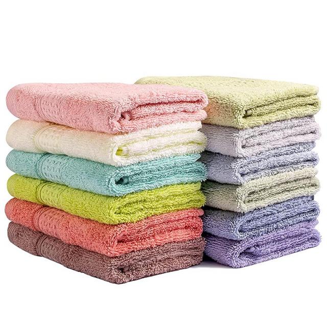 Washcloths for Body and Face - Absorbent Bath Towels Bulk Set, 100% Cotton Hotel Towels for Bathroom in Bulk. Durable,Soft Bath Rags, Wash Rag (Multicolor, Pack of 12)