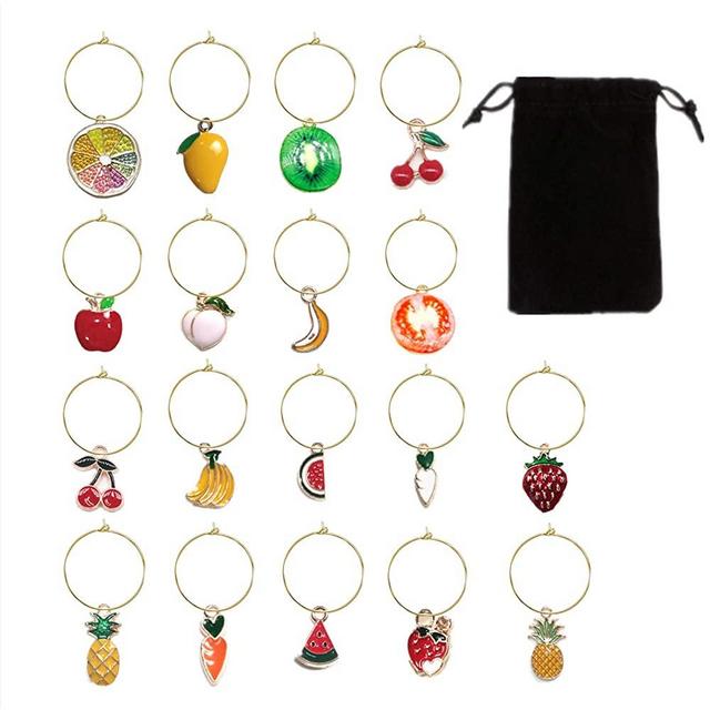 Wine Glass Charms Markers Tags Identification, Wine Charms for Stem Glasses, Wine Bachelorette Tasting Party Favors Decorations